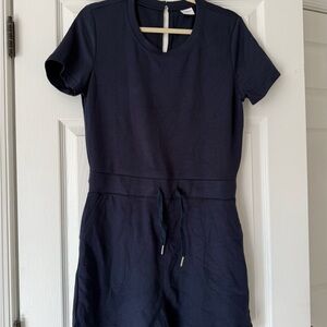 Navy Blue Short Sleeve Romper
